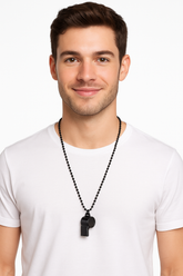 Black Beaded Necklace with Whistle - Team Spirit Costume Accessory